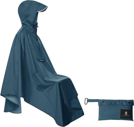 Cape de Pluie Cycliste Légère avec Capuche – Poncho Imperméable avec Bande Réfléchissante pour Vélo et Scooter